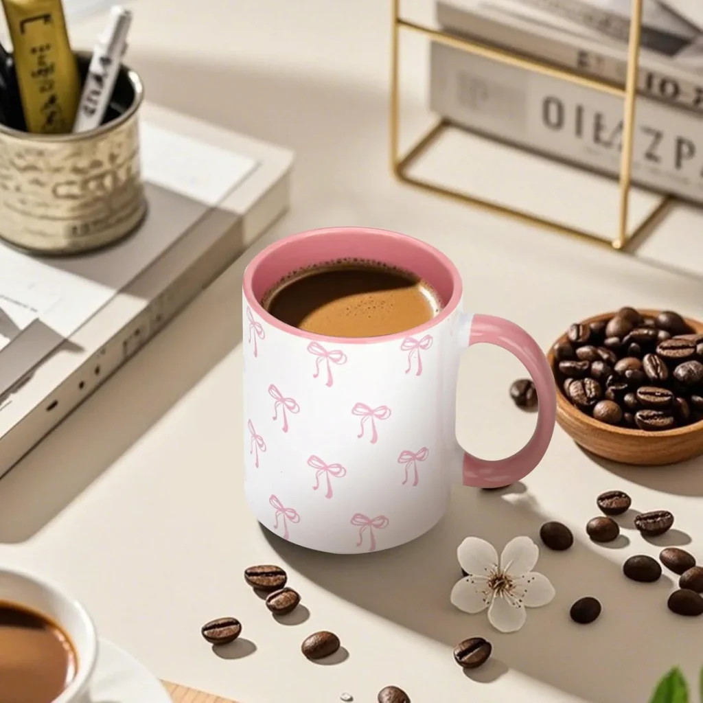 Taza con lazo rosa
