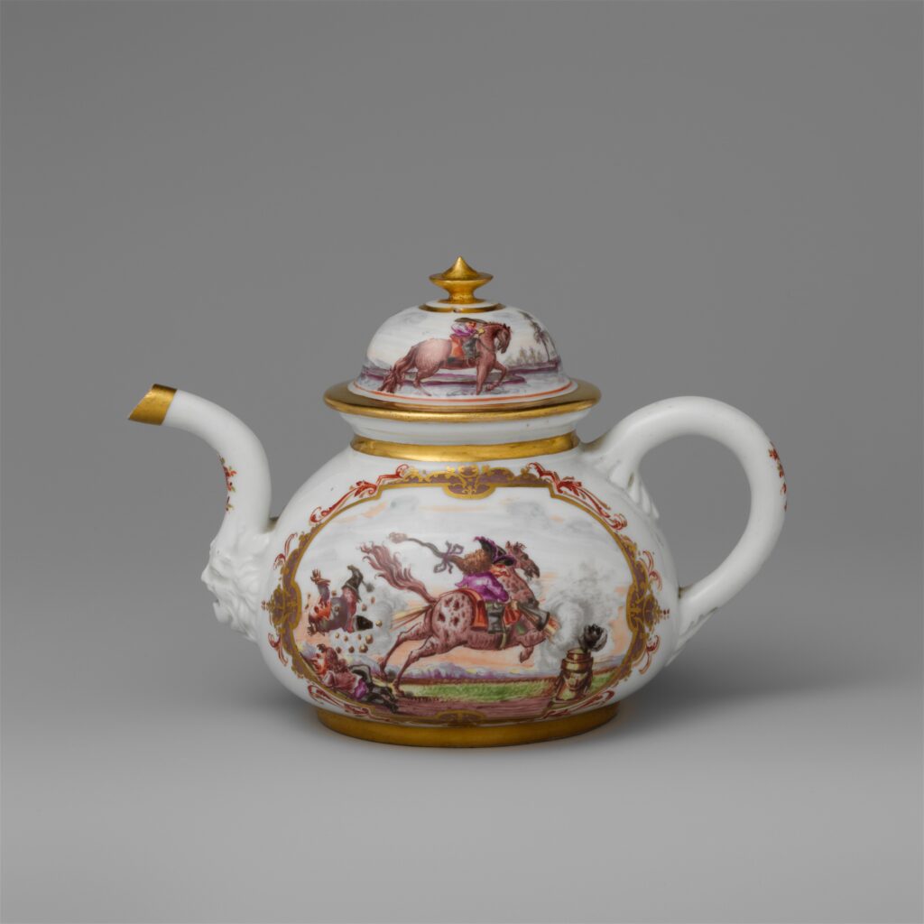 Teapot with equestrian scene. The MET, New York.