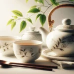 Juego de té japonés tradicional estilo Imari con decoración floral